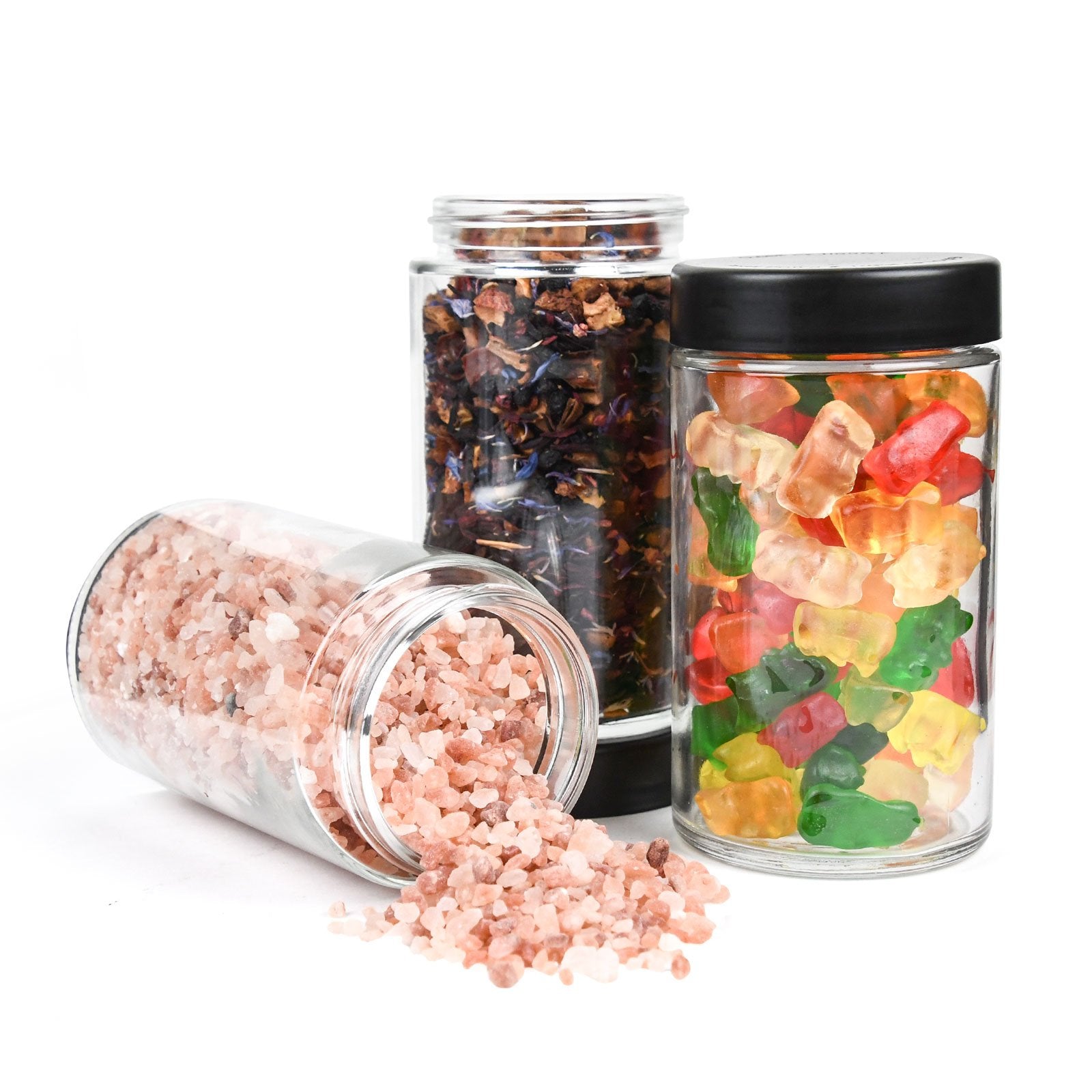 10oz Child Resistant Glass Jars With Black Caps - 14 Grams - 20 Count