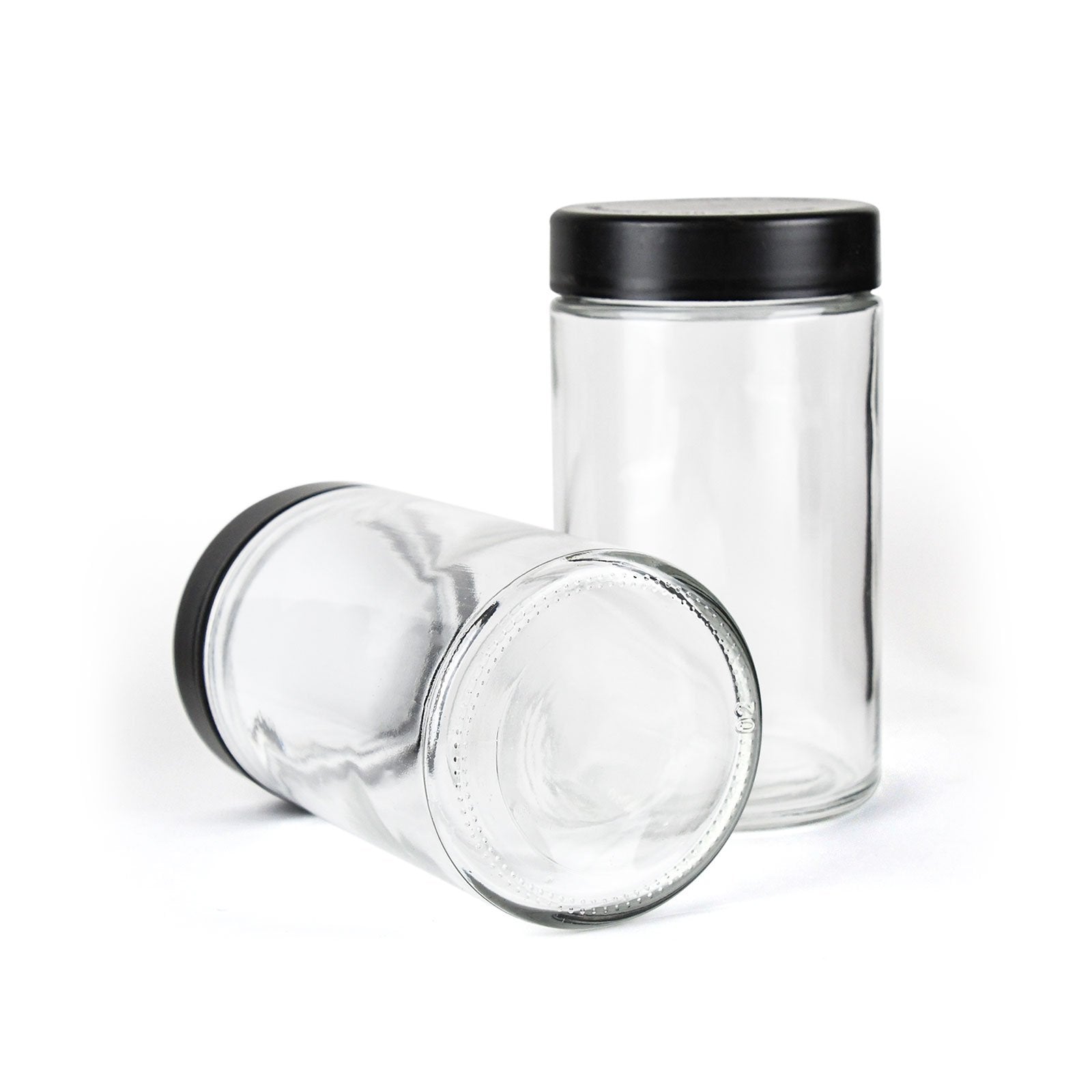 10oz Child Resistant Glass Jars With Black Caps - 14 Grams - 20 Count