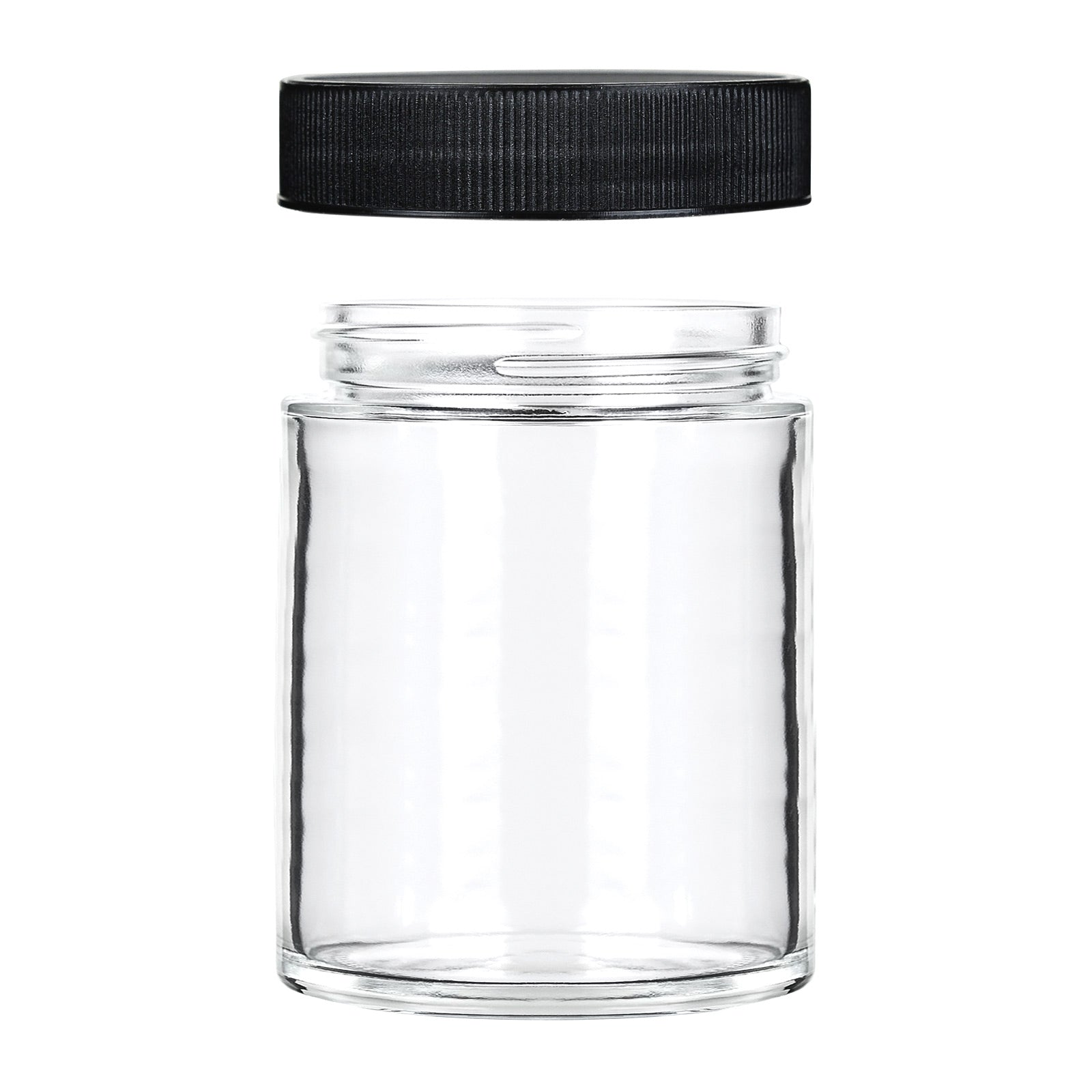 18oz Glass Jars With Black Caps - 28 Grams - 20 Count