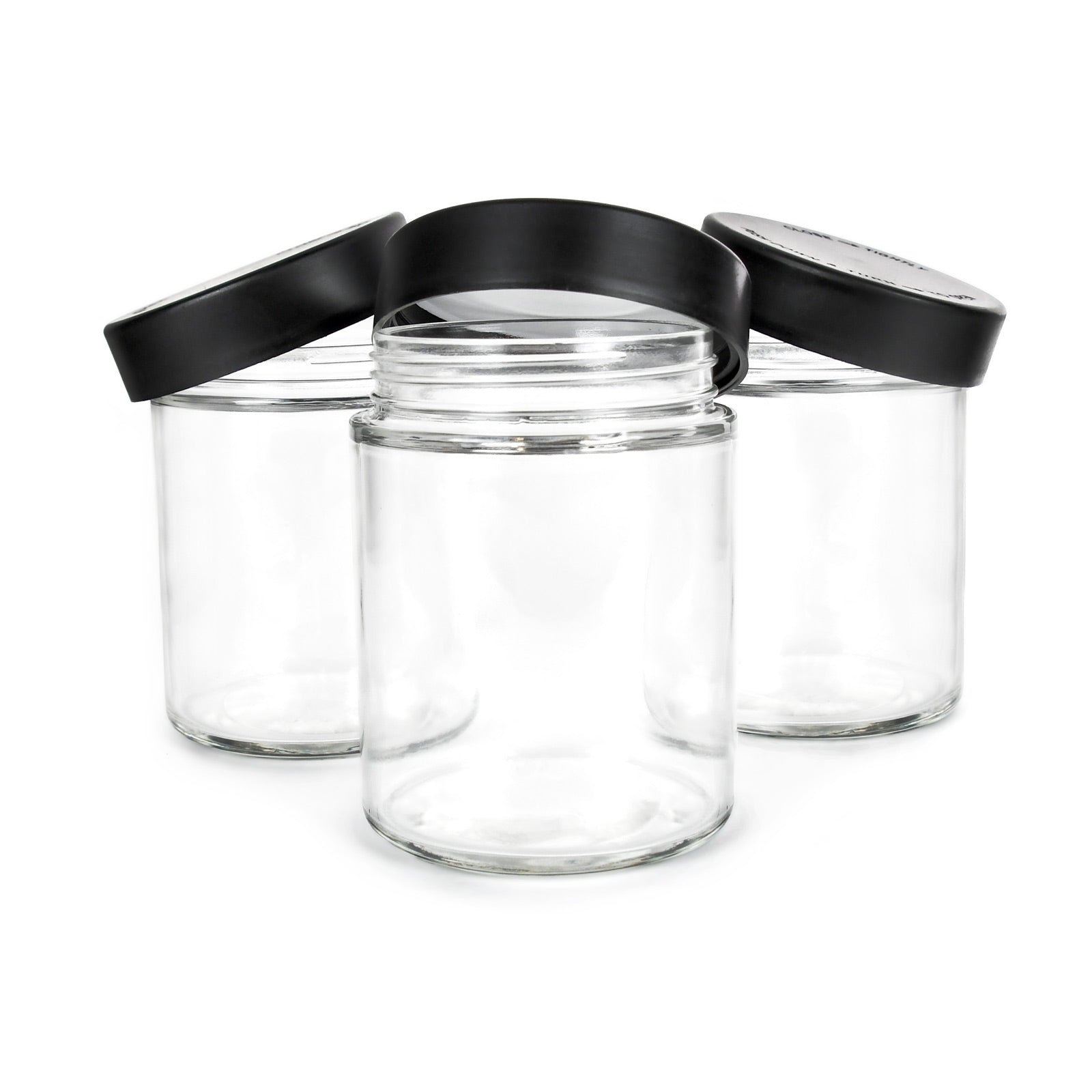 18oz Child Resistant Glass Jars With Black Cap - 28 Grams - 20 Count