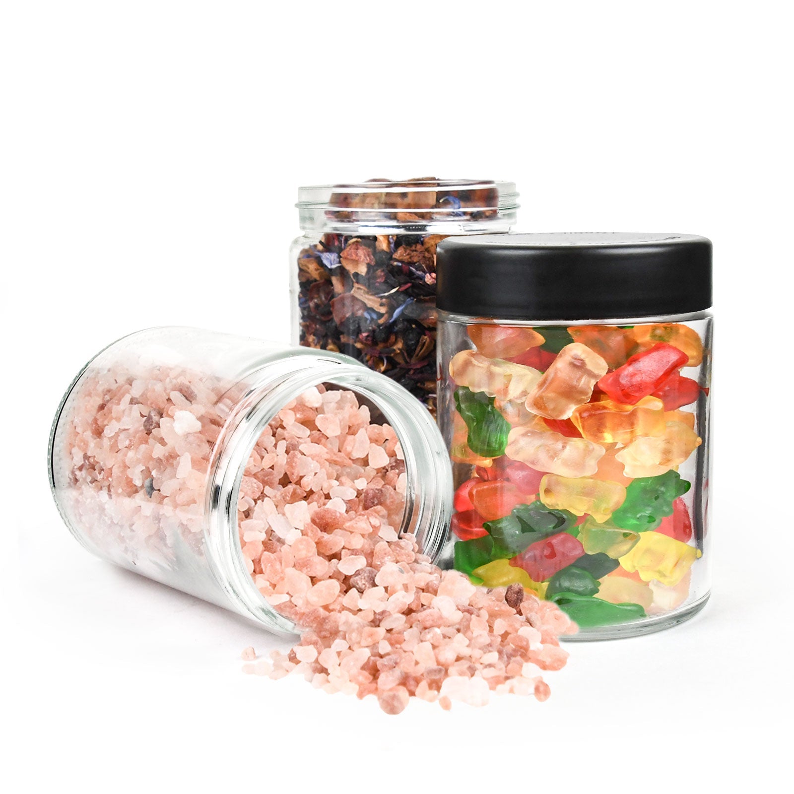 18oz Child Resistant Glass Jars With Black Cap - 28 Grams - 20 Count