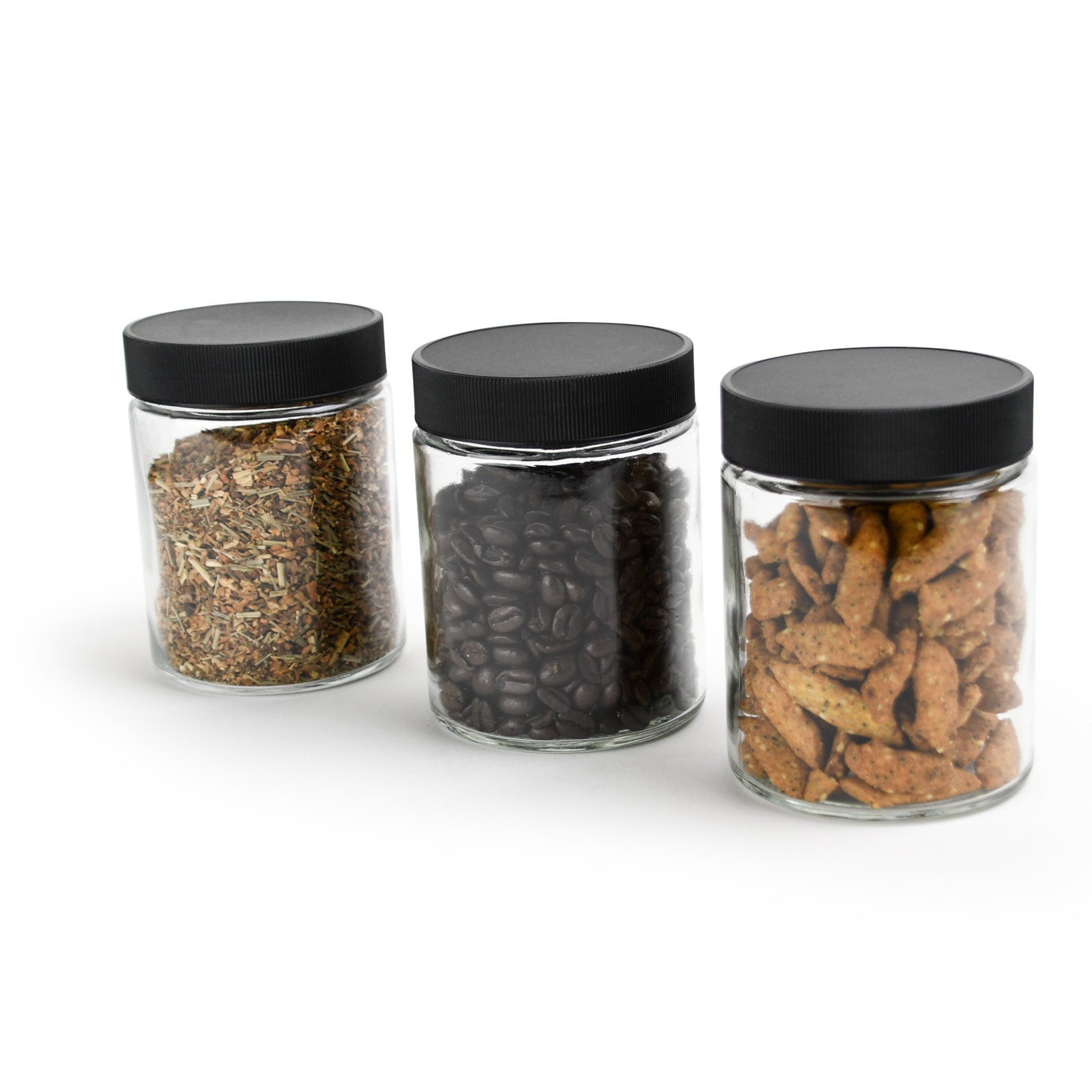 18oz Glass Jars With Black Caps - 28 Grams - 20 Count