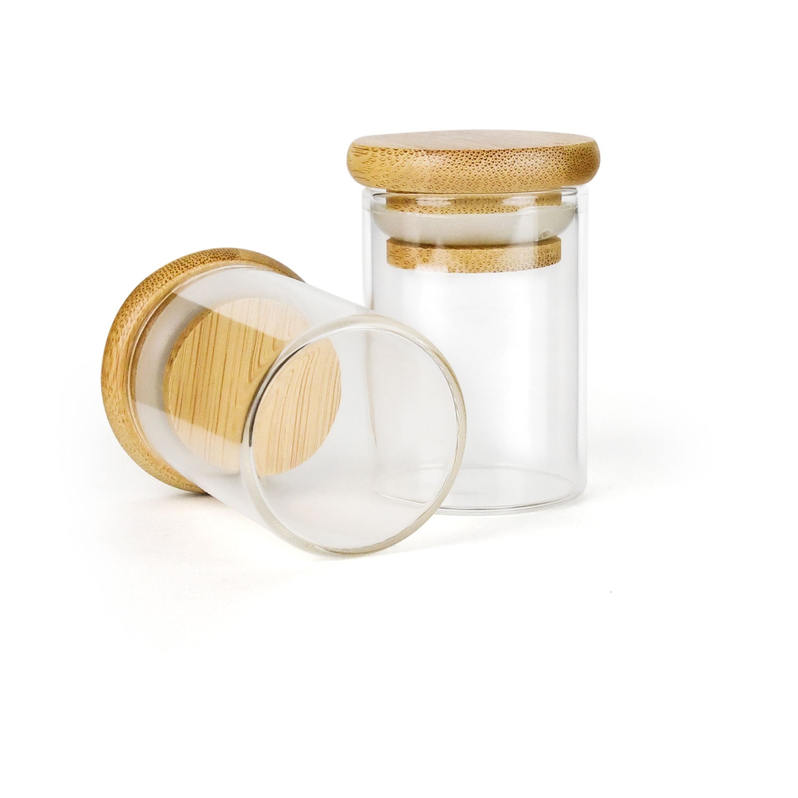 1oz Wood Lid Suction Glass Jars - 1 Gram - 20 Count