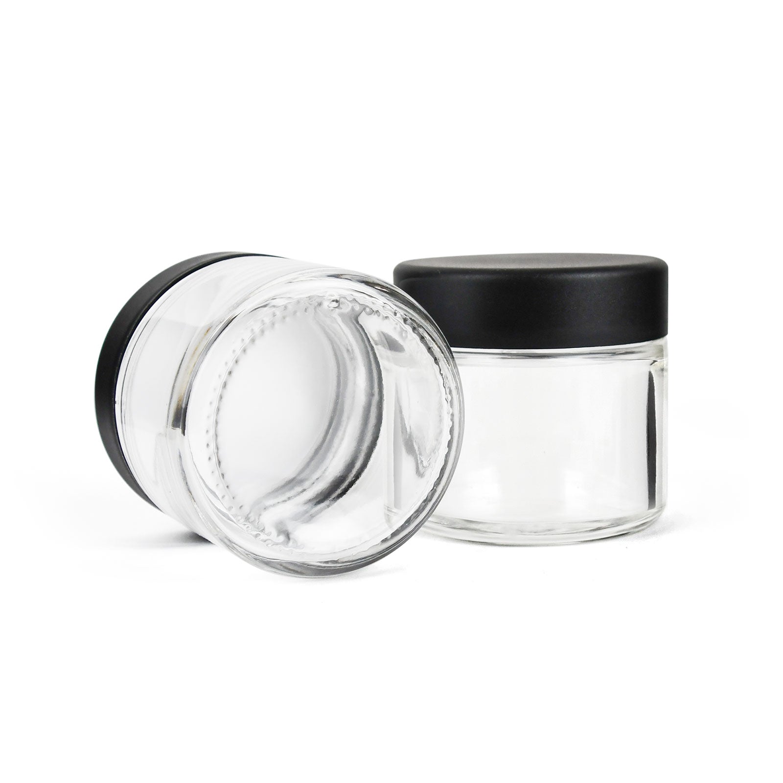 2oz Child Resistant Glass Jars With Black Caps - 3.5 Grams - 20 Count
