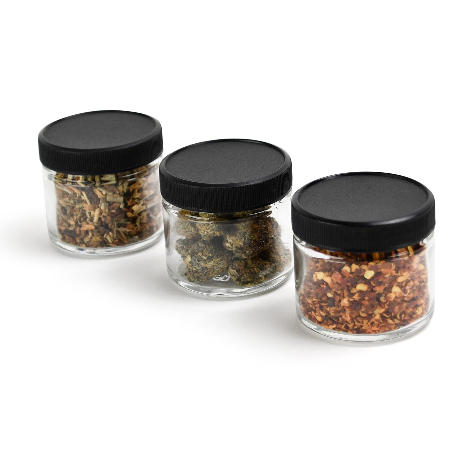 2oz Glass Jars With Black Caps - 3.5 Grams - 20 Count