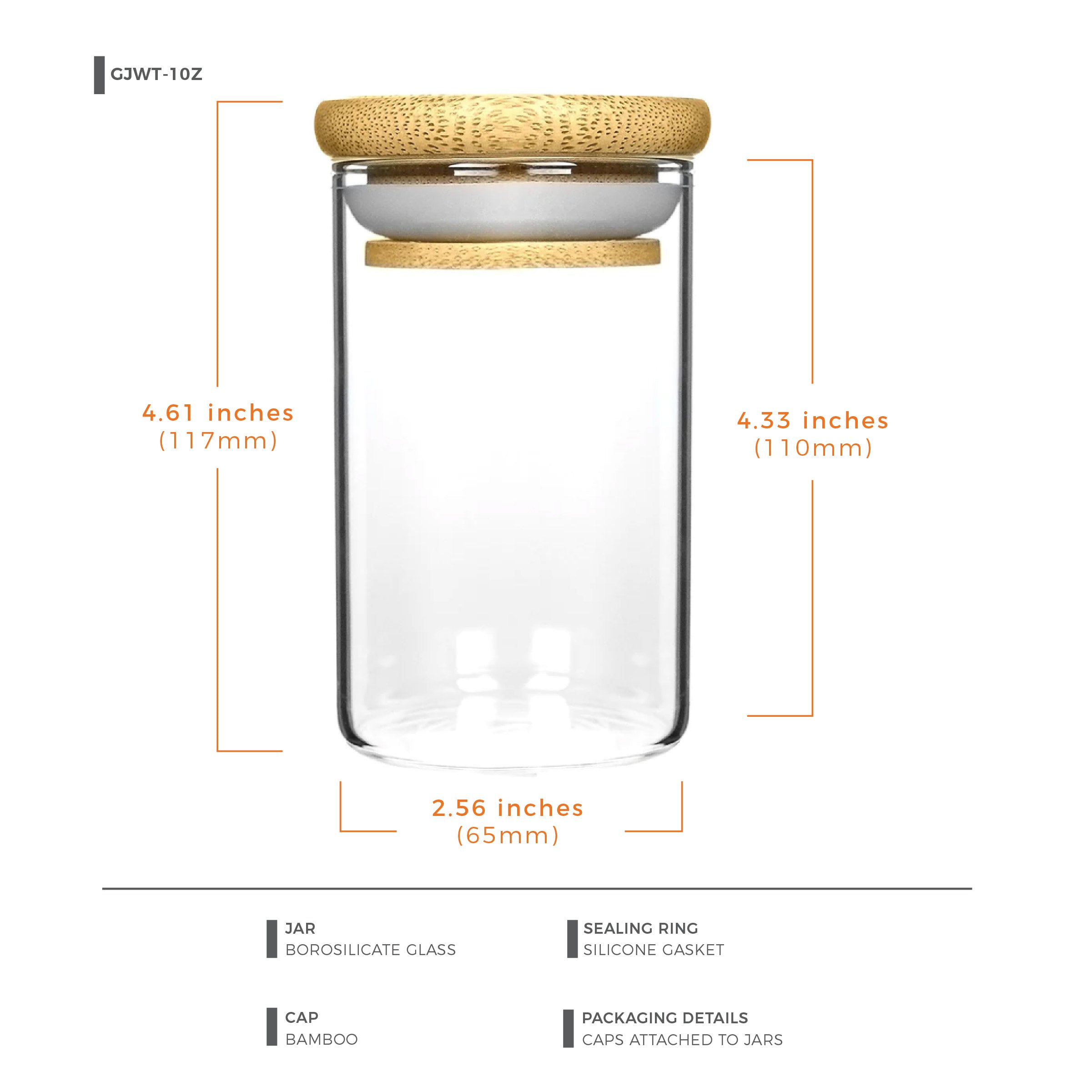 10oz Wood Lid Suction Glass Jars - 14 Grams - 1 Count