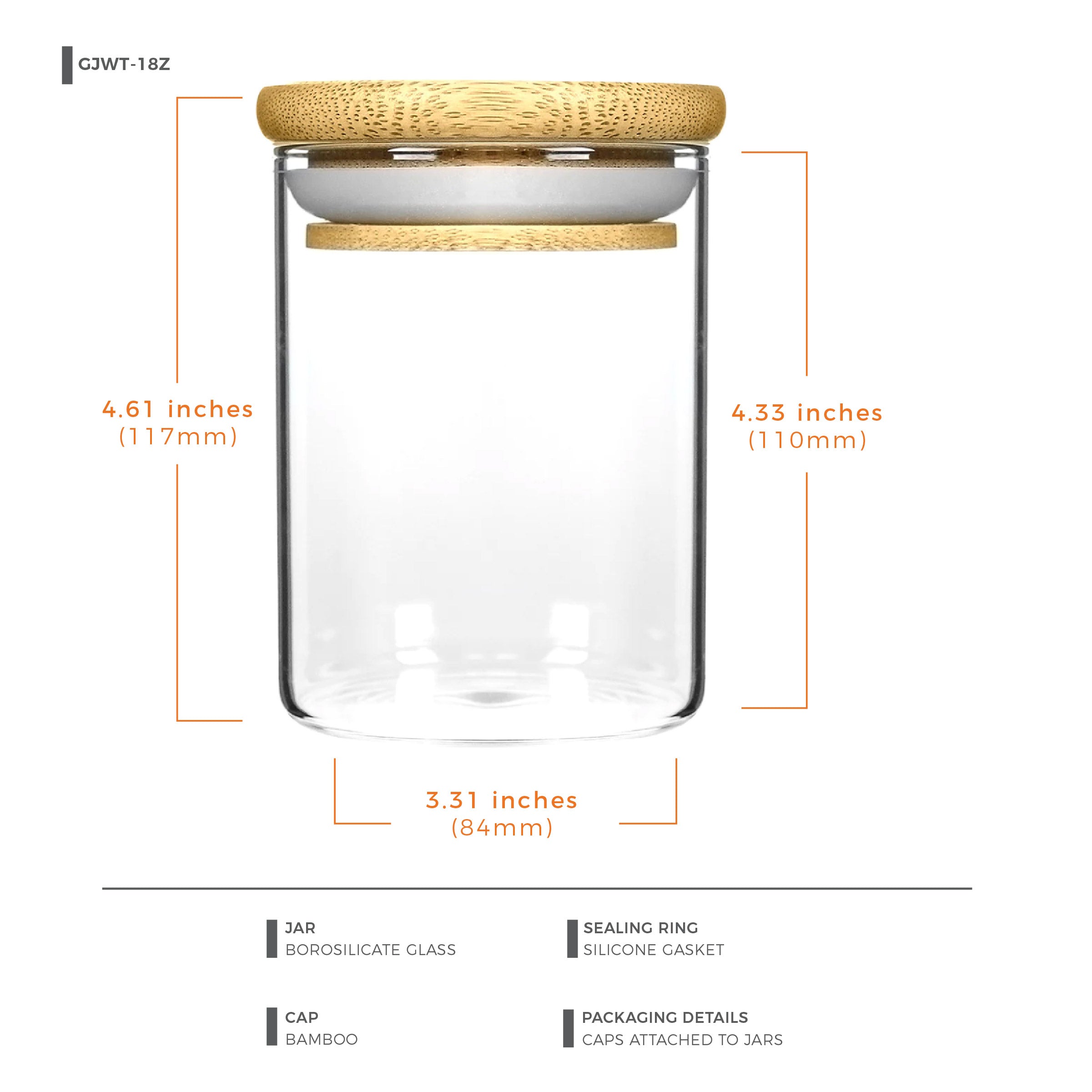 18oz Wood Lid Suction Glass Jars - 28 Grams - 20 Count