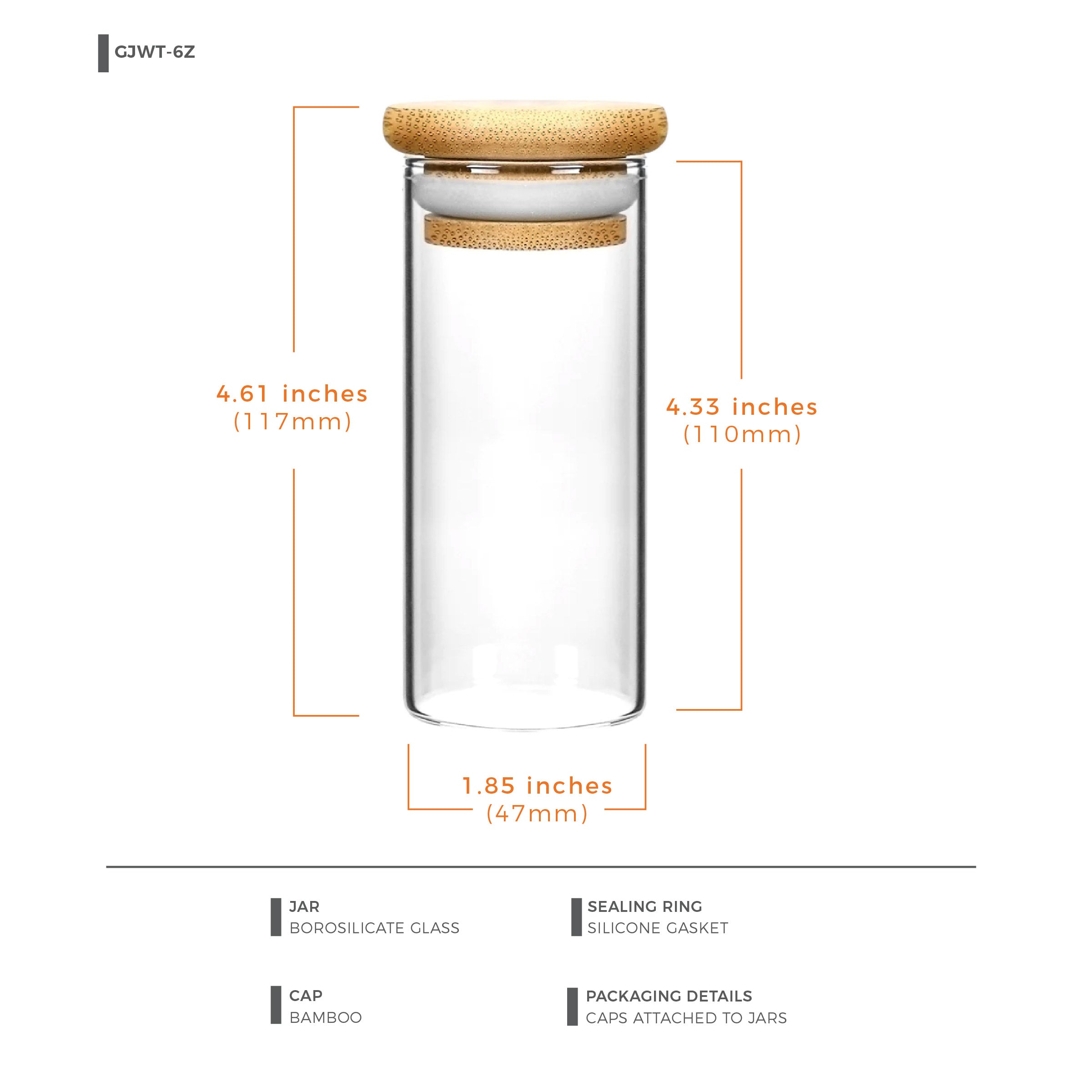 6oz Wood Lid Suction Glass Jars - 10 Grams - 1 Count