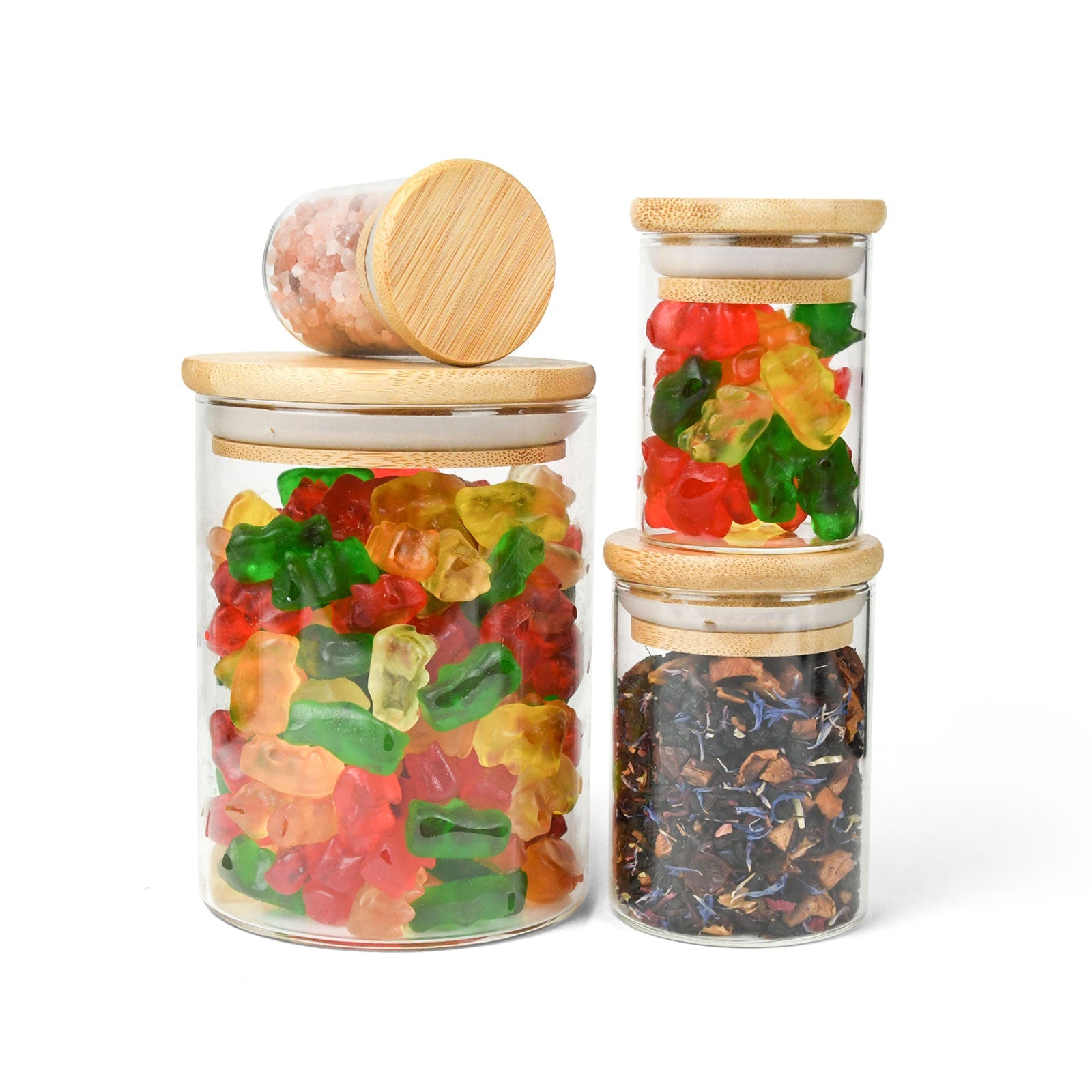 1oz Wood Lid Suction Glass Jars - 1 Gram - 20 Count