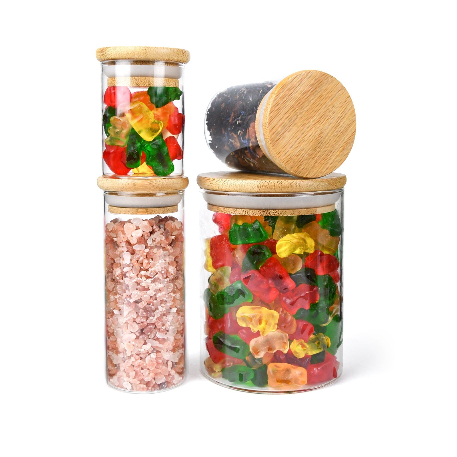 18oz Wood Lid Suction Glass Jars - 28 Grams - 20 Count