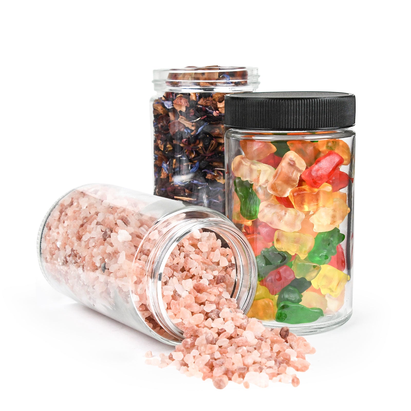 10oz Glass Jars With Black Caps - 14 Grams - 72 Count