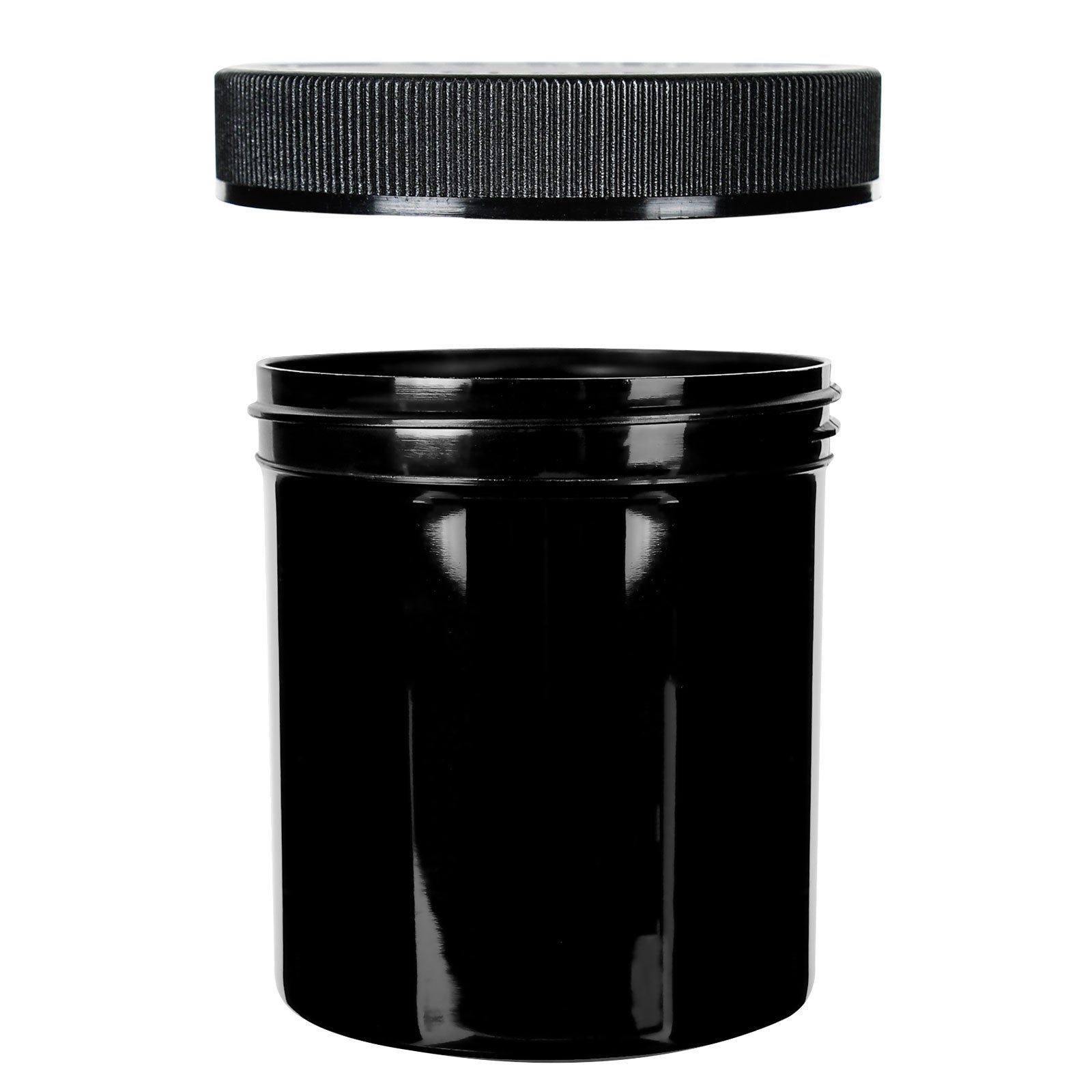 16oz Child Resistant Plastic Jar Black - 28 Grams - 48 Count
