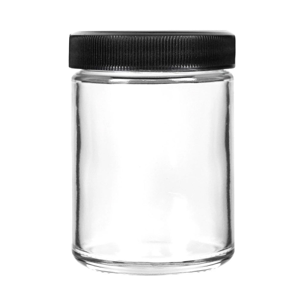 GLASS JAR Clear With Black Lid 53/400. 4oz. - TDI, Inc